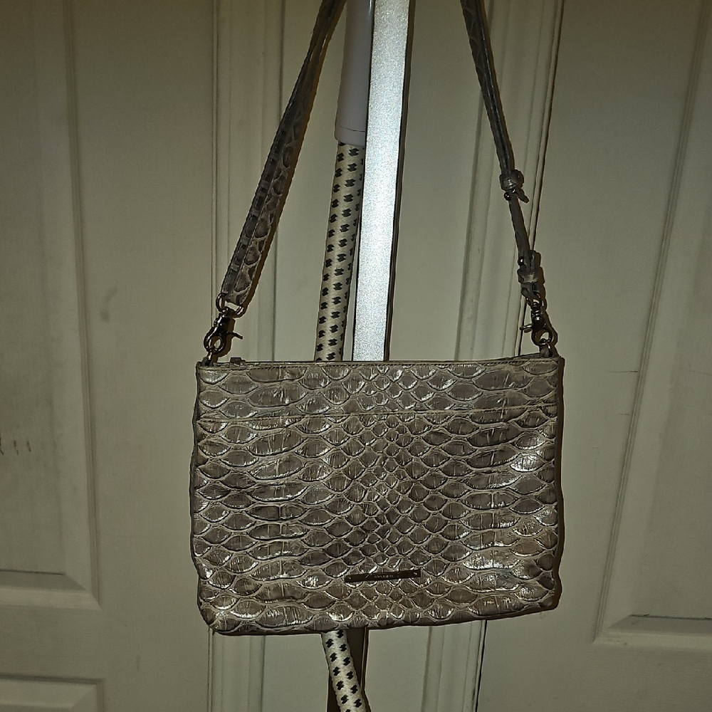 Elegant Crocodile Patterned Gray Handbag